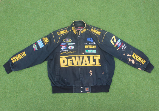 VINTAGE | Nascar DeWalt Racing Jacket With Bleach Splatter | Size XXL (Fits Like XL)