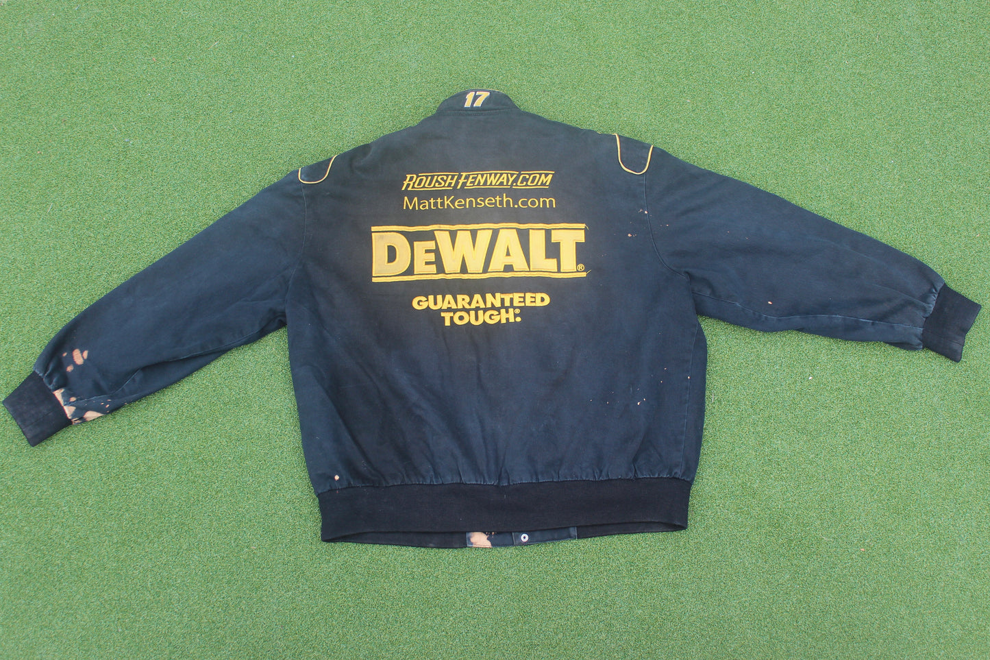 VINTAGE | Nascar DeWalt Racing Jacket With Bleach Splatter | Size XXL (Fits Like XL)