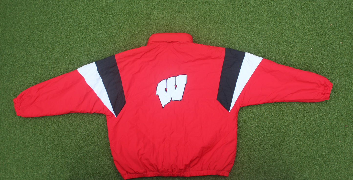 VINTAGE 90s | Wisconsin Pullover Starter Jacket w/Removable Hood | Size XL