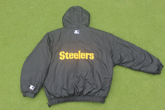 VINTAGE 90s | Pittsburgh Steelers Starter Jacket w/Removable Hood | Size XL