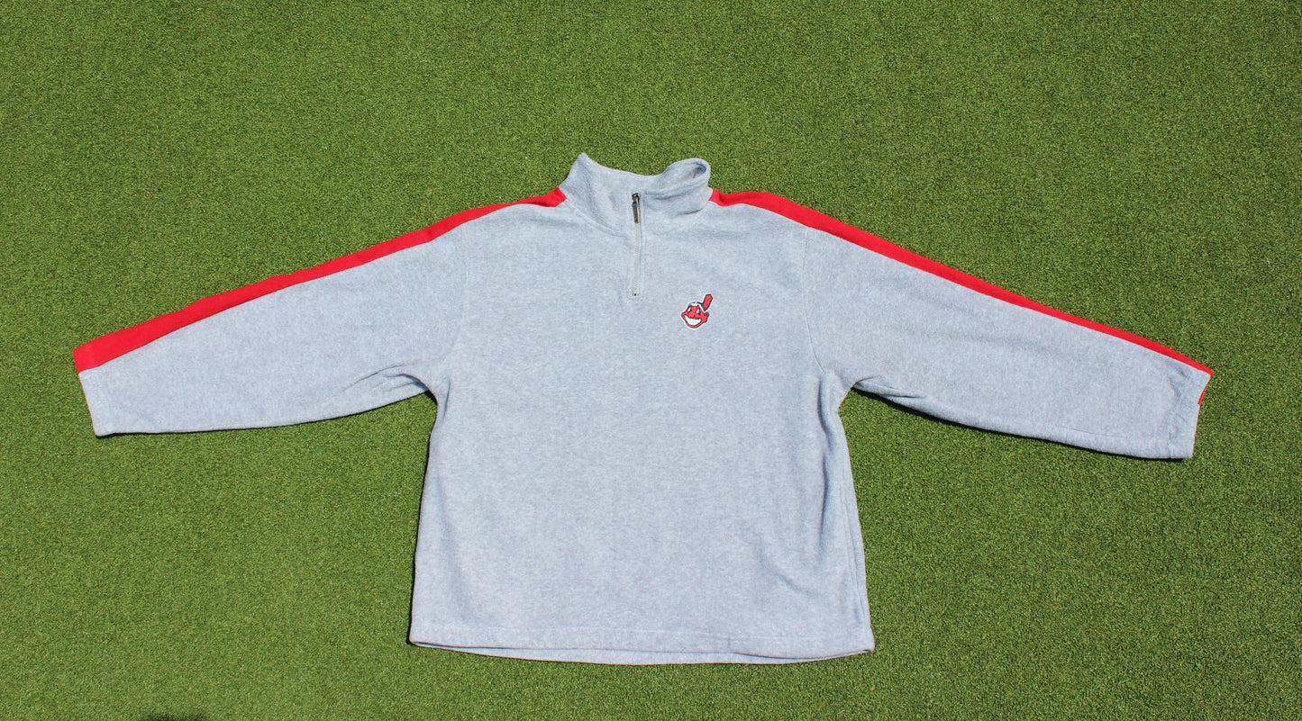 VINTAGE 00s | Cleveland Indians Embroidered Pullover Quarter-Zip Fleece | Size L