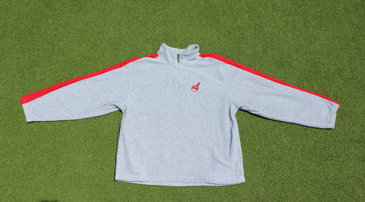 VINTAGE 00s | Cleveland Indians Embroidered Pullover Quarter-Zip Fleece | Size L