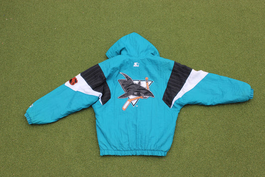 VINTAGE 90s | San Jose Sharks Starter Pullover Jacket | Size M