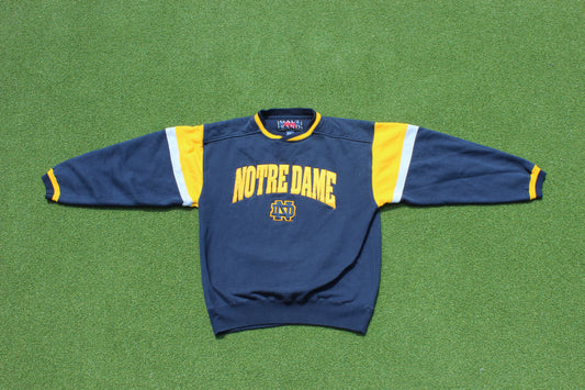 VINTAGE 90s | Notre Dame 3-Tone Crewneck | Size M