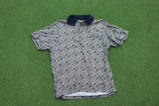 VINTAGE 90s | Golf Polo AOP | Size M