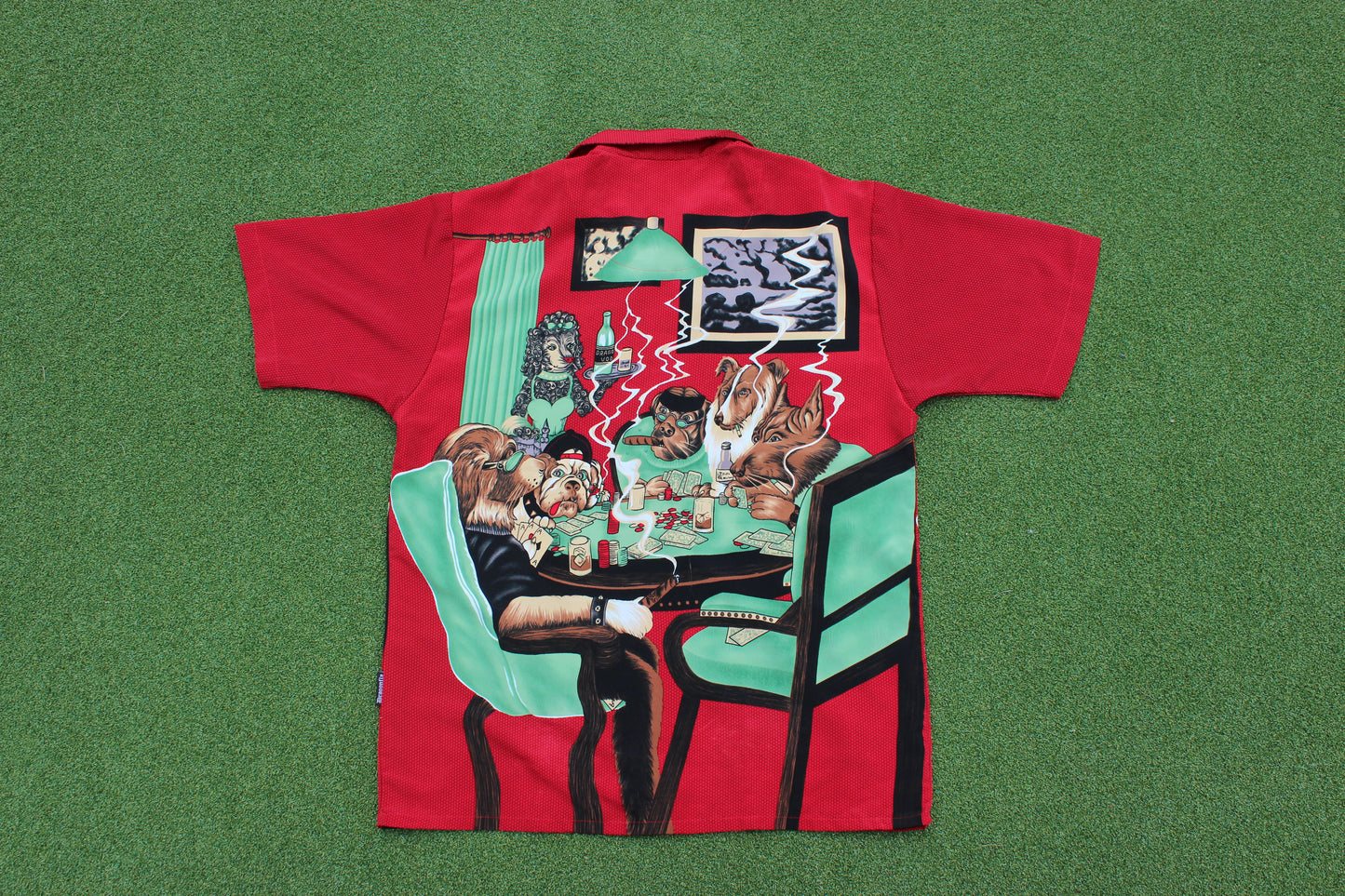 VINTAGE | Dogs Playing Poker Button-Up | Size L