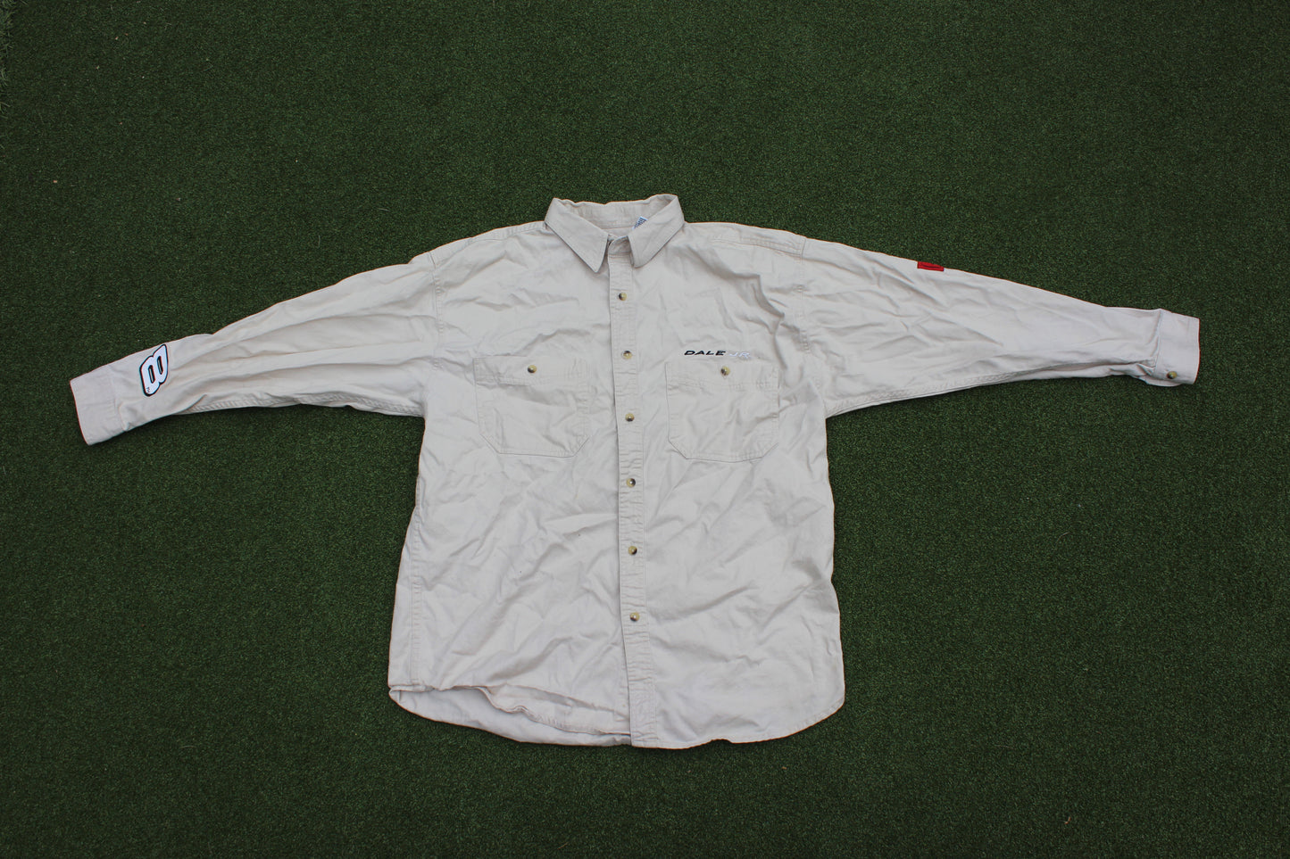 VINTAGE 00s | Dale Jr Tan Button Up | Size XL