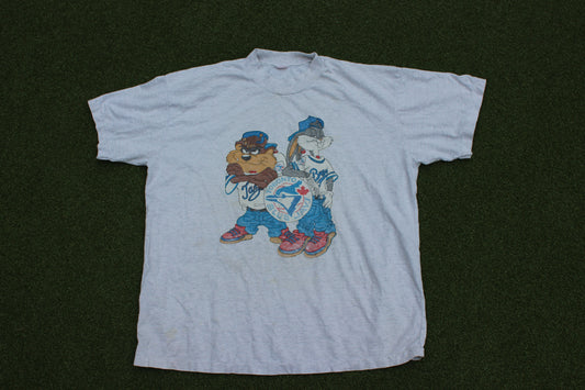 VINTAGE 90s | Looney Tunes Toronto Blue Jays Taz And Bugs Bunny | Size L